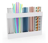 Support et organisateur de paille en acrylique, ruban adhésif inclus pour une installation facile, rangement compact pour comptoirs, armoires, cuisine (blanc)