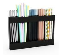 Support et organisateur de paille en acrylique, ruban adhésif inclus pour une installation facile, rangement compact pour comptoirs, armoires, cuisine (noir)