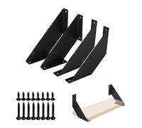 Support Etagere Metal Noir 10cm 4 pièces, Equerre Etagere Murale Équerres Étagère Robuste, Support d'étagère à 90 degrés Support Mural