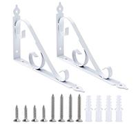 Support Étagère Mural en Métal Support Équerre Triangulaire 90 Degrés Multifonctionnel D'étagère de Support avec Vis pour Jardinage, Salle de Bains, Cuisine 250mm * 164mm 1 Paire (Blanc)
