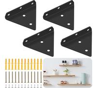 Support Etagere Triangle,4 Pièces Équerre de fixation invisible,8 cm support etagere murale,taquet etagere,equerre etagere murale,pour étagères de rangement,bibliothèques (Noir)