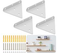 Support Etagere Triangle,4 Pièces Équerre de fixation invisible,8 cm support etagere murale,taquet etagere,equerre etagere murale,pour étagères de rangement,bibliothèques (Blanc)