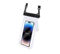 Support étanche permanent pour smartphone avec deux espaces pour téléphone et accessoires, convient pour la plage, la piscine, les croisières, convient aux écrans de 7,5 pouces - Blanc