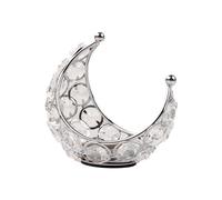 Support étincelant avec cristal orné de cristaux pratiques en forme de lune, support en métal pour table de salle à manger
