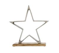 Support étoile en aluminium argenté - 32 cm - Décoration de table de Noël à poser - Décoration d'hiver de l'Avent - Décoration de fenêtre