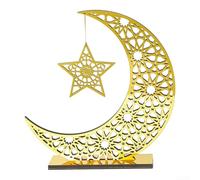 Support étoile lune acrylique doré 30 cm décor ethnique | Base en bois de 10 mm, dessus en acrylique doré, construction robuste, aspect élégant, motif étoile et lune