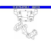Support, étrier de frein ATE 11.8170-0755.1 pour BMW 1 (E87) 2 2004-2007