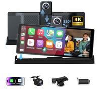 【Support Exclusif】 Car Play Android Auto sans Fil avec Dashcam 4K Pivotante à 350°,10,26 Pouces Portable Carplay sans Fil Dual-Bluetooth Navigation de Conduite Siri G-oogle