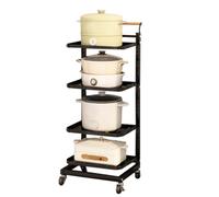 Support extensible pour poêle de cuisine - Étagère pour micro-ondes, 4 planches et 2 paniers, organisateur de casseroles peu encombrant pour comptoir de cuisine