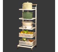 Support extensible pour poêle de cuisine - Étagère pour micro-ondes, 4 planches et 2 paniers, organisateur de casseroles peu encombrant pour comptoir de cuisine