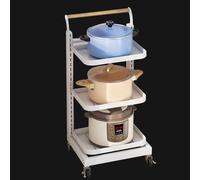 Support extensible pour poêle de cuisine - Étagère pour micro-ondes, 4 planches et 2 paniers, organisateur de casseroles peu encombrant pour comptoir de cuisine