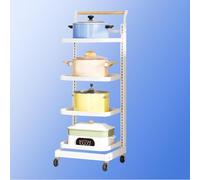 Support extensible pour poêle de cuisine - Étagère pour micro-ondes, 4 planches et 2 paniers, organisateur de casseroles peu encombrant pour comptoir de cuisine