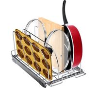 Support extensible pour poêles et casseroles de SucceBuy, organisateur extensible pour élément bas, diviseur réglable en fil métallique, support de couvercle en acier pour plaques à pâtisserie et orga