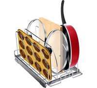 Support extensible pour poêles et casseroles de SucceBuy, organisateur sous l'armoire pour plaques de cuisson, diviseur de fil réglable, support de couvercle en acier pour armoire de cuisine et garde-