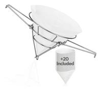 Support Filtre Conique Inox 25 cm Avec Bras Pliables Porte-Filtre Pour Huile De Friture Et Sirop D’érable + 20 Filtres Papier