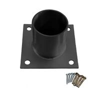 Support/Fixation poteau Base D'ancrage Ronde Noire Pour Poteau De Terrasse, Bride De Support De Poteau De Portail De Clôture En Acier Inoxydable À Fond Fermé(Dia 90mm)