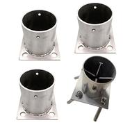 Support/Fixation poteau Base De Lampadaire D'extérieur 20 25 30 35 40 50 60 70 80 90 100 MM, 4 Pièces Ancrage De Poteau De Pergola Industriel De Terrasse En Acier Inoxydable(Silver,Dia 60mm)
