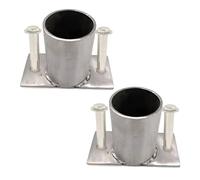 Support/Fixation poteau Base De Poteau Ronde En Métal Pour Béton, Kit D'ancrage Pour Poteau En Bois Avec Boulons Et Vis, Pour Rambarde De Terrasse/Porche/Boîte Aux Lettres/Pergola(2 Pcs,Dia 50mm)