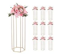 VEVOR Support Fleur Mariage Colonne Lot de 10 Support Fleur Centre de Table Mariage 80 cm Présentoir Floral Hexagonal Cubique pour Fêtes, Anniversaires, Déco Intérieure, Panneau Transparent Acrylique