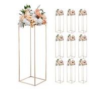 VEVOR Support Fleur Mariage Colonne Lot de 10 Support Fleur Centre Table Mariage 80 cm Présentoir Floral Rectangulaire pour Fêtes, Anniversaires, Décoration Intérieure, avec Panneau Métallique, Doré