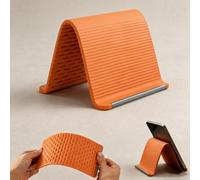 Support flexible en silicone pliable pour téléphone portable, orange | Tapis pliable qui s'enroule pour un rangement compact de voyage et se replie dans plusieurs angles de vue pour une