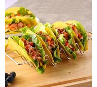 Support fonctionnel en acier inoxydable pour tacos pour burritos, crêpes, hot-dogs, sandwichs en forme de W pour un arrangement alimentaire soigné dans la cuisine