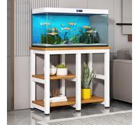 Support for Aquarium, Meuble Terrarium avec Patins Antidérapants, Support D'aquarium en Métal et Bois, Adapté for Bassin de Tortue, Terrarium for Reptiles(White,120x40cm/47.2x15.7in)