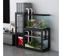 Support for Aquarium, Meuble Terrarium, Support Métallique à 3 Niveaux, Aquariums for Tortues, Ranger Les Accessoires, Structure en Acier Renforcé(Black,85x30cm/33.5x11.8in)
