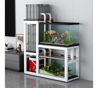 Support for Aquarium, Meuble Terrarium, Support Métallique à 3 Niveaux, Aquariums for Tortues, Ranger Les Accessoires, Structure en Acier Renforcé(White,130x50cm/51x19.6in)