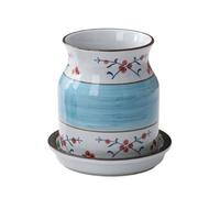 Support for fourchettes et cuillères, égouttoir japonais, égouttoir à couverts en céramique bleu et blanc for baguettes, porte-couverts, porte-baguettes for la cuisine - prune bossom - 14 x 14 x 14 cm