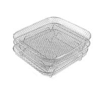 Support for friteuse à air, lot de 3, support de déshydrateur multicouche empilable en acier inoxydable, accessoires for friteuse à air, panier vapeur for four(Square)