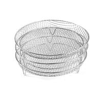 Support for friteuse à air, lot de 3, support de déshydrateur multicouche empilable en acier inoxydable, accessoires for friteuse à air, panier vapeur for four(Round)