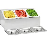 Support Gastronorm avec 3 récipients GN 1/6 Acier inoxydable