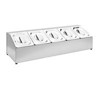 Support gastronorm en acier inoxydable avec 5 récipients GN 1/6 et couvercles assortis, pieds en caoutchouc antidérapants, porte-ustensiles de cuisine pour plan de travail, organisateur pour cuisine
