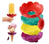 Support Glace pour Enfant, 4 Pièces Porte Glace en Silicone, Support de Glace Anti-Goutte, BPA FREE Support de Cornet de Rame de Glace, pour les Fêtes d'été entre Garçons et Filles