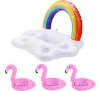 Support Gonflable De Boisson,1 Pièces Rainbow Support Gonflable De 3 Pièces Flamingo Support De Boisson Gonflable,Pour Divertissements Aquatiques,Fêtes À Piscine Et Décoration De Piscine