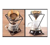 Support goutteur de café en métal pour verser sur brassage - Compatible avec Kalita et autres tasses filtrantes de style conique - Argent/noir/Co(B)