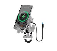 Support GPS Moto Support De Téléphone Amortisseur Chocs pour Moto Chargeur Type C Antivol Réglable Navigation À Dégagement Rapide(Charging- gray2)