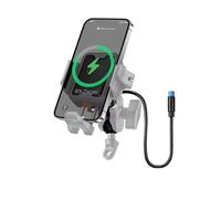 Support GPS Moto Support De Téléphone Amortisseur Chocs pour Moto Chargeur Type C Antivol Réglable Navigation À Dégagement Rapide(Charging- gray1)