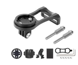 Support GPS Vélo Support Compteur Vélo Compatible Garmin Edge 20 25 500 510 520 530 800 810 820 1000 1030, Supports pour Potence Avant avec Fixation Caméra Sport, Lampe et Kit d'Accessoires Complet