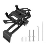 Support Guidon Vélo Aluminium Léger pour Smartphone 4.5-7" | Alliage d'aluminium usinÃ©, lÃ©ger et pour robuste, rÃ©sistant aux vibrations, idÃ©al terrain, longue durÃ©e de vie(Black)