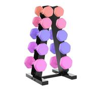 Support Haltères, Rack Haltères 5 Niveaux en Acier, Rangement Haltères Capacité 100kg pour Home Gym, Portoir Haltères Forme en A Stable, Gain de Place 34x32cm, Noir