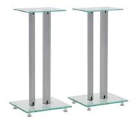 vidaXL Support haut-parleur – 2 colonnes Verre trempé Aluminium Argenté – 2 pièces