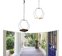 Support hexagonal pour plantes suspendues en fer et bois pour appartements compacts, balcons et jardins intérieurs (A)