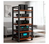 Support HiFi à 5 niveaux - Tour d'armoire multimédia AV pour lecteur DVD, console de jeu, box TV, routeur WiFi - Meuble marron élégant pour système de divertissement à domicile