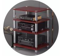 Support HiFi Audio avec Pieds Anti-Vibrations pour Platine Vinyle et Enceintes, Construction Robuste MDF et Acier Inoxydable, Tailles et Couleurs Multiples pour Home Cinéma,Red-3Tier
