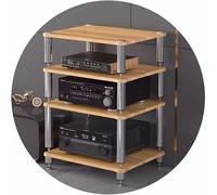 Support HiFi Audio avec Pieds Anti-Vibrations pour Platine Vinyle et Enceintes, Construction Robuste MDF et Acier Inoxydable, Tailles et Couleurs Multiples pour Home Cinéma,Wood Color-3Tier