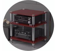 Support HiFi Audio avec Pieds Anti-Vibrations pour Platine Vinyle et Enceintes, Construction Robuste MDF et Acier Inoxydable, Tailles et Couleurs Multiples pour Home Cinéma,Red-2Tier