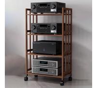 Support HiFi audio visuel réglable en hauteur pour console média, meuble TV, stéréo, CD, unité AV pour jeux et divertissement (thé, 61 x 121,9 cm)