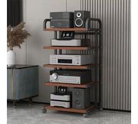 Support HiFi mobile avec roues à 360° - Support de console multimédia ouvert pour équipement audio - Table tournante facile à déplacer - Idéal pour le salon et le bureau